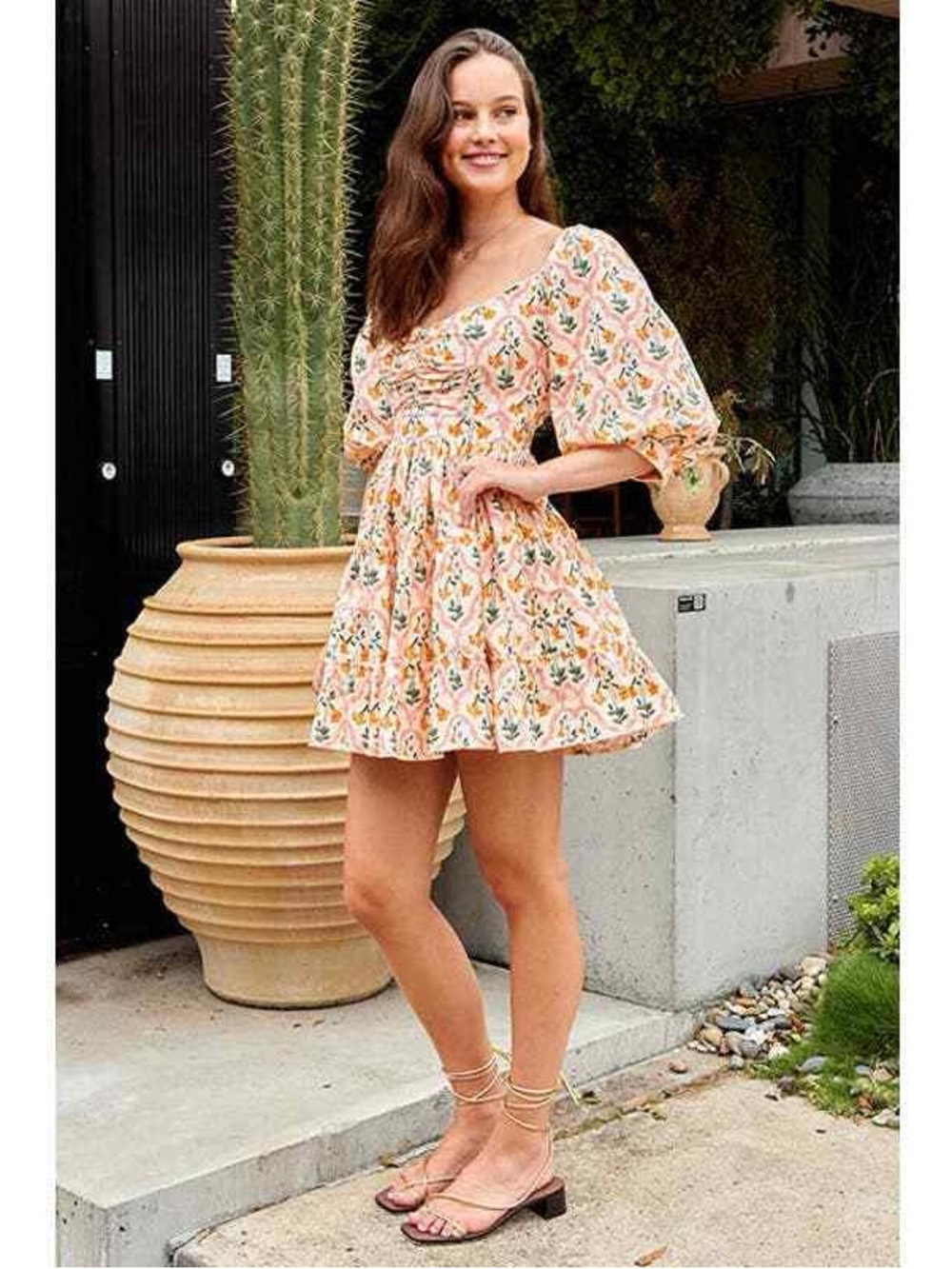 Agua by Agua Bendita Peach Floral Mini Dress